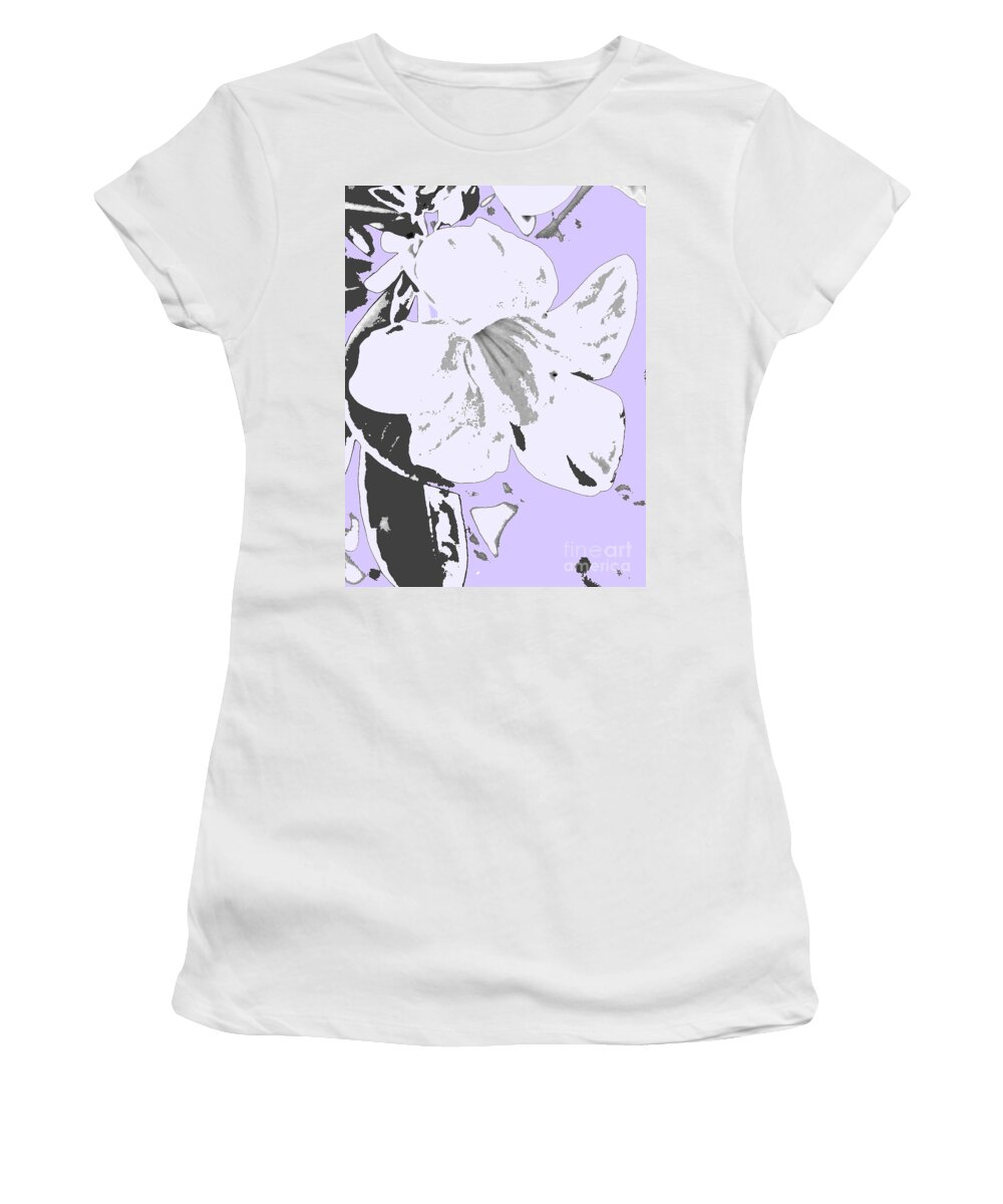 Floral Women's T-Shirt featuring the photograph Tropical Floral Violet Black by HEVi FineArt