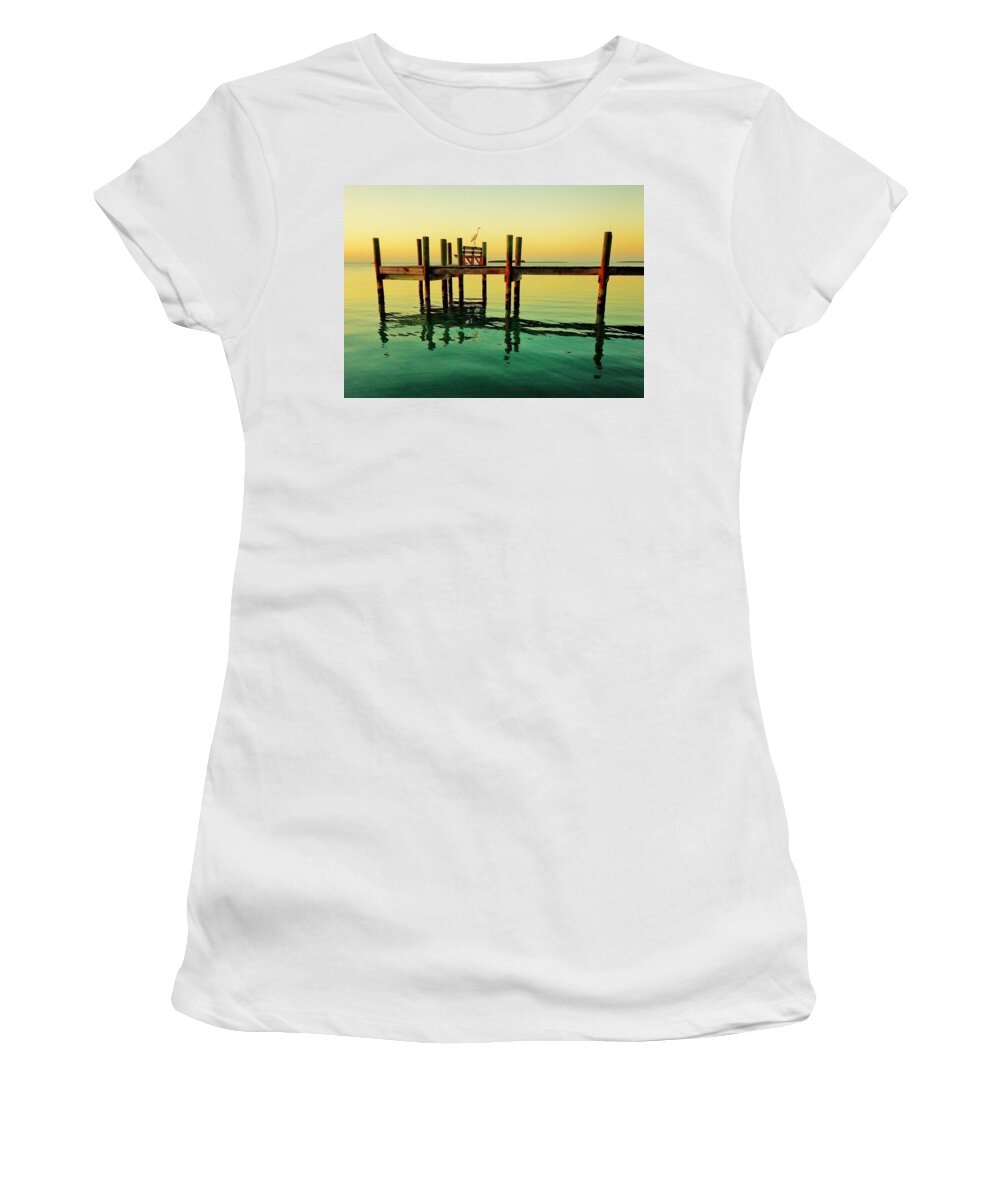 Key Largo Women's T-Shirt featuring the photograph Tropical Pier by Benjamin Yeager