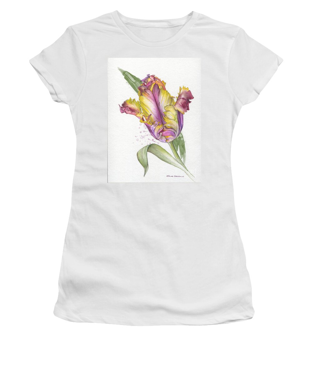 Beautiful Women's T-Shirt featuring the painting Tulip - Elena Yakubovich by Elena Daniel Yakubovich