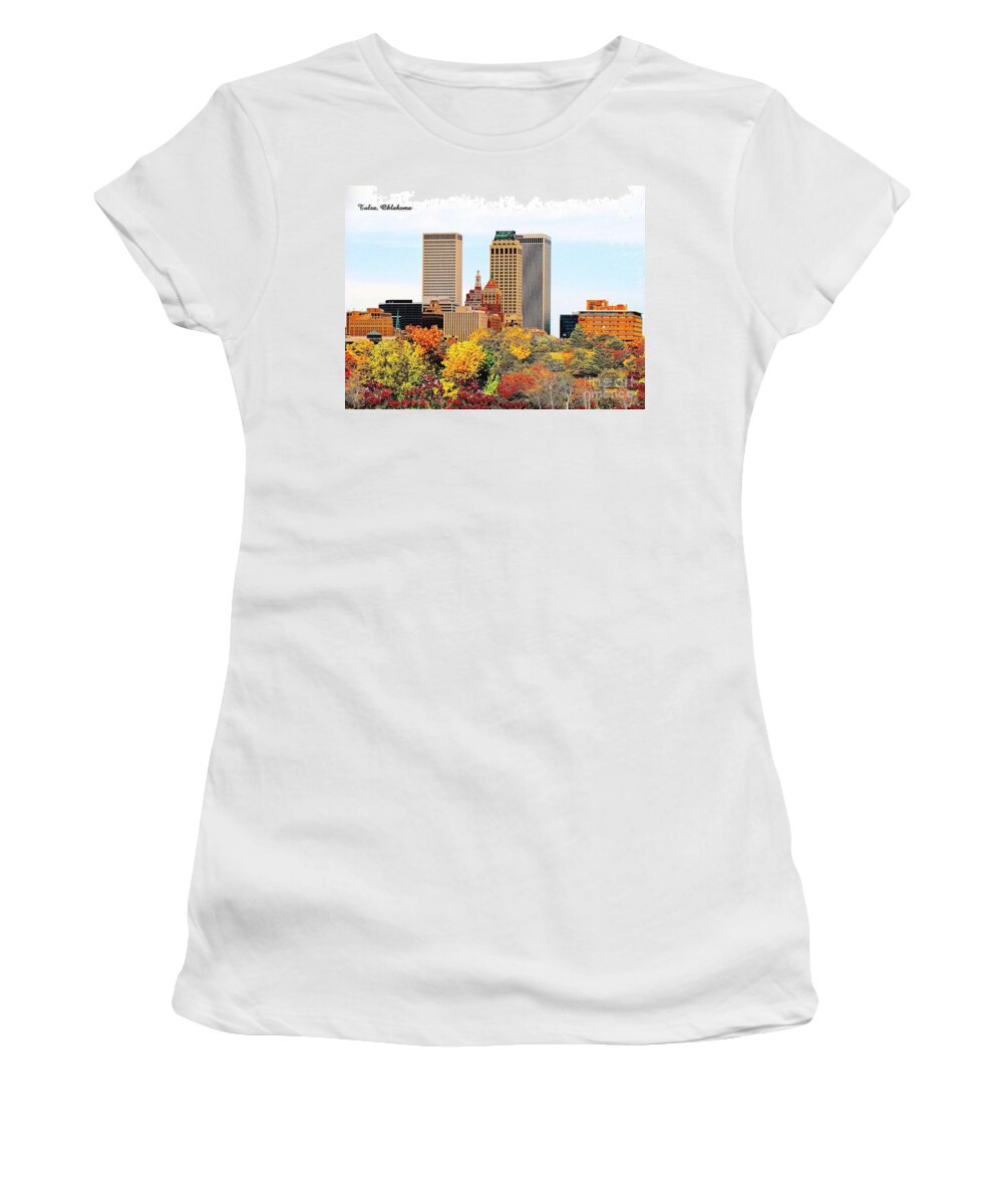 Tulsa Women's T-Shirt featuring the photograph Tulsa Oklahoma in Autumn by Janette Boyd