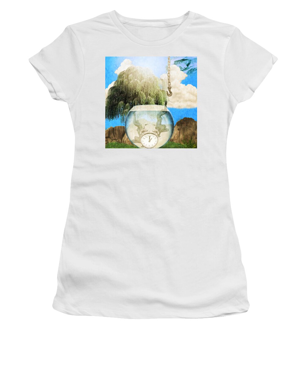 Two Lost Souls Women's T-Shirt featuring the mixed media Two Lost Souls by Ally White