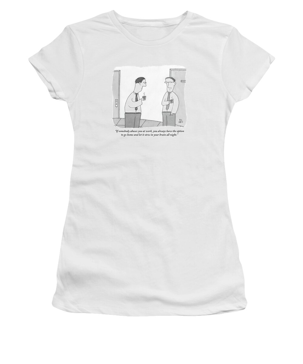 Office Women's T-Shirt featuring the drawing Two Men Talking by Peter C. Vey
