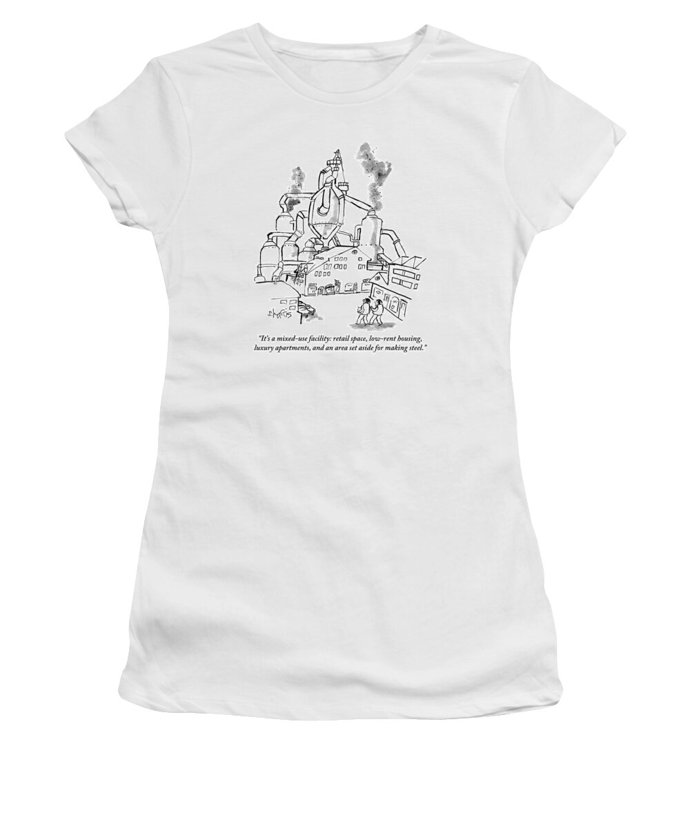 Real Estate Women's T-Shirt featuring the drawing Two People Approach A Large by Sidney Harris