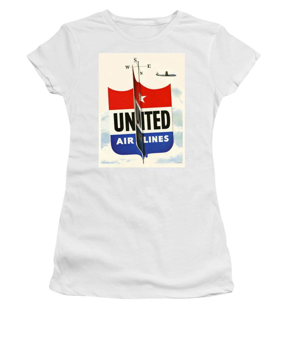 United Airlines Women's T-Shirt featuring the digital art United Airlines by Georgia Clare
