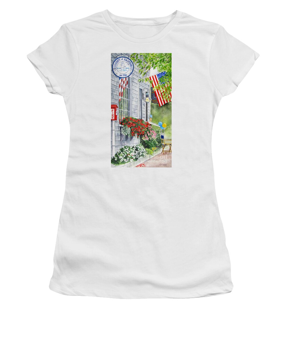 Original Watercolor Women's T-Shirt featuring the painting University of Nantucket Shop by Carol Flagg