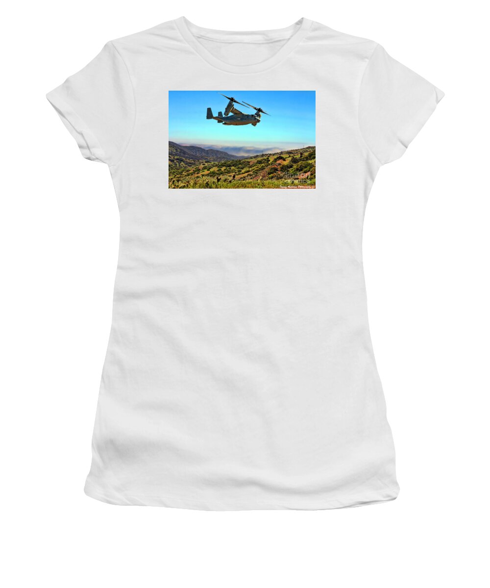  Bell Boeing V-22 Osprey Women's T-Shirt featuring the photograph USMC VM-166 Osprey by Tommy Anderson
