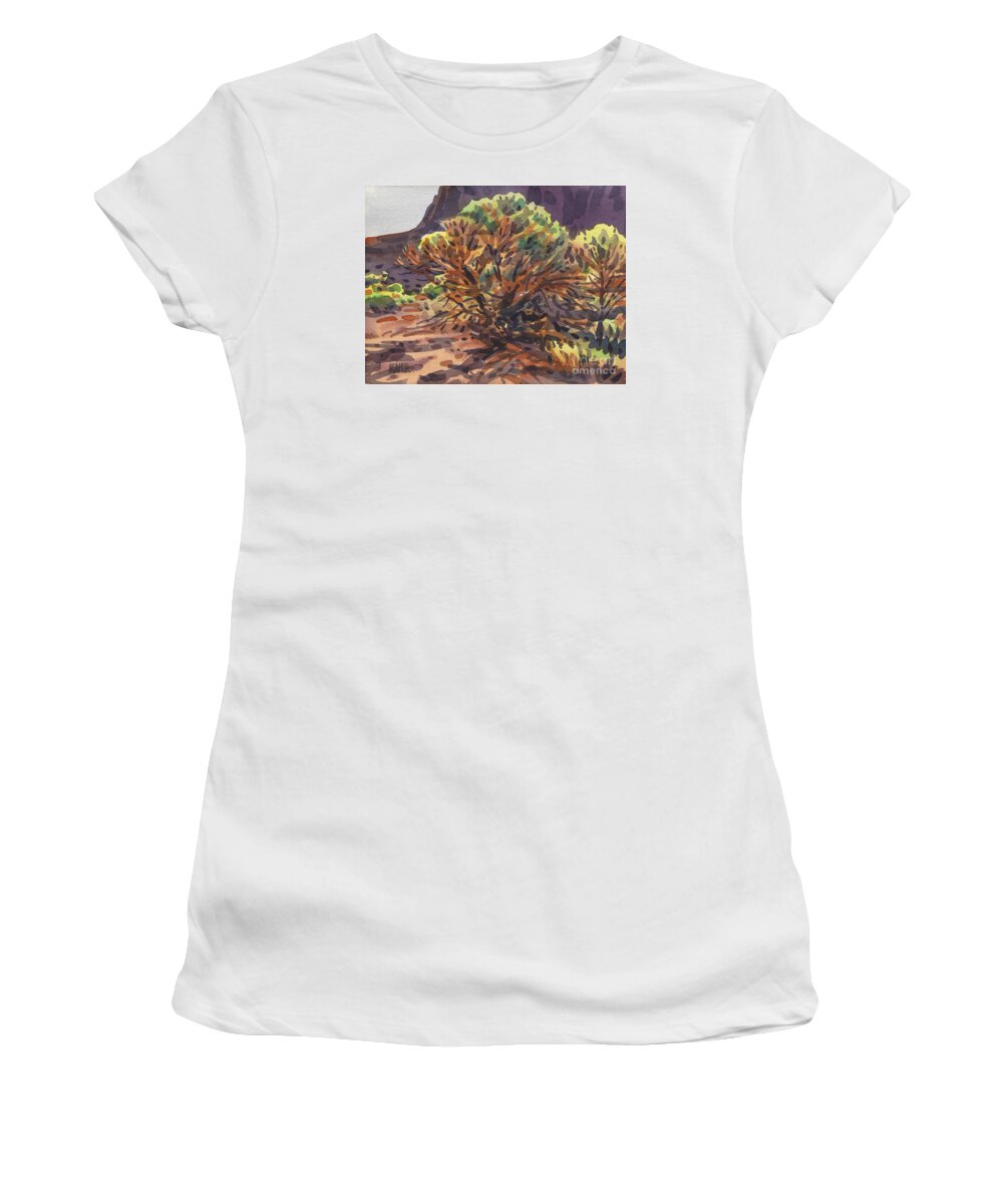 Juniper Women's T-Shirt featuring the painting Utah Juniper by Donald Maier