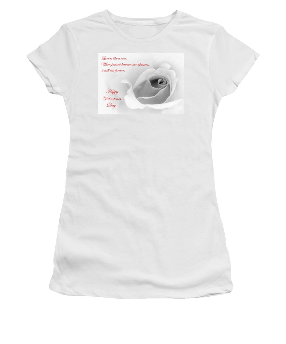 Black And White Women's T-Shirt featuring the photograph Valentine III by David and Carol Kelly