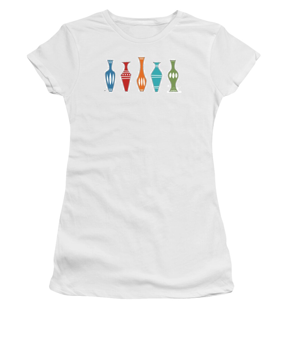 Mid Century Modern Women's T-Shirt featuring the digital art Vases by Donna Mibus