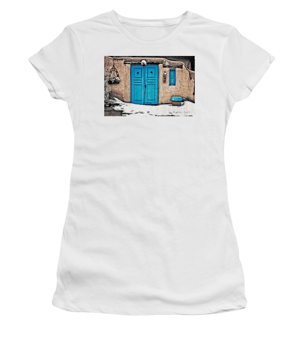 Santa Women's T-Shirt featuring the photograph Very Blue Door by Charles Muhle