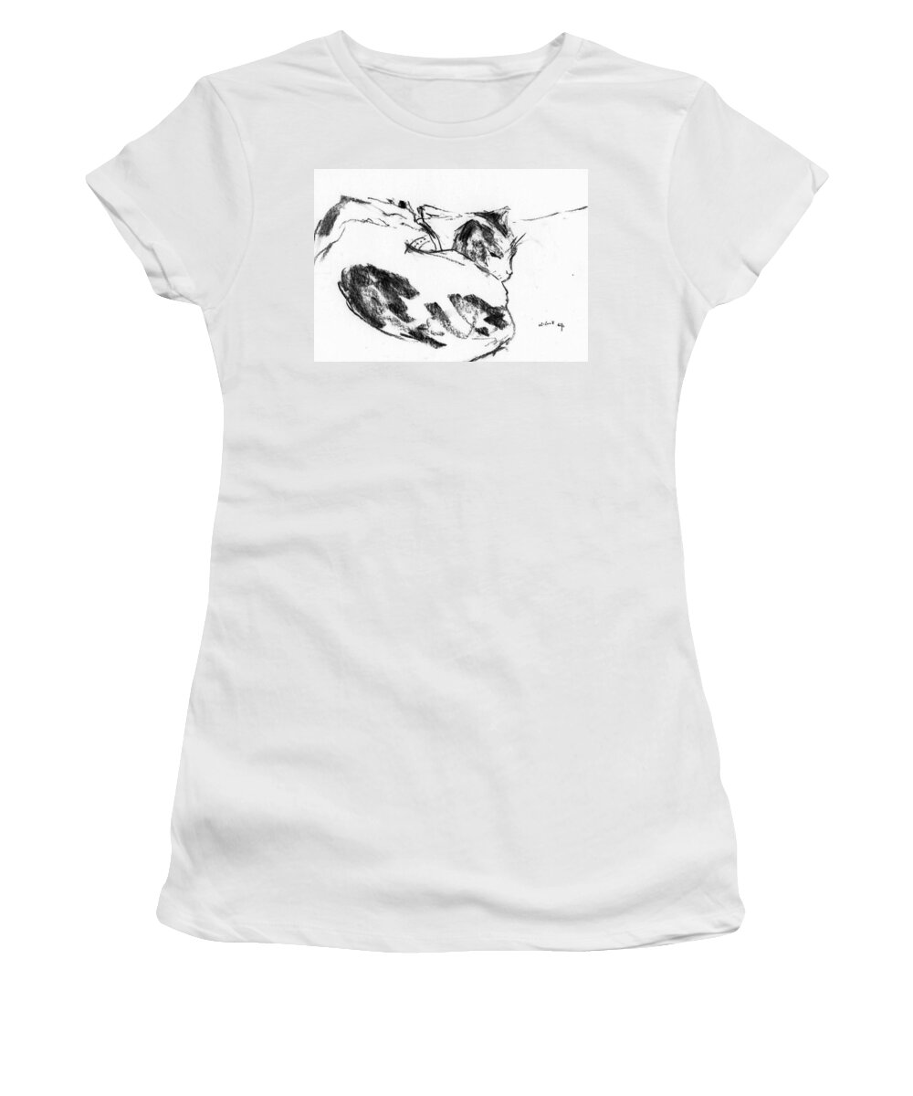 Cat Women's T-Shirt featuring the drawing Vi_6 by Karina Plachetka