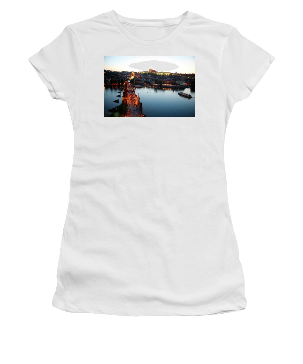 View Over Charles Bridge Castle Women's T-Shirt Yadid Levy Pixels