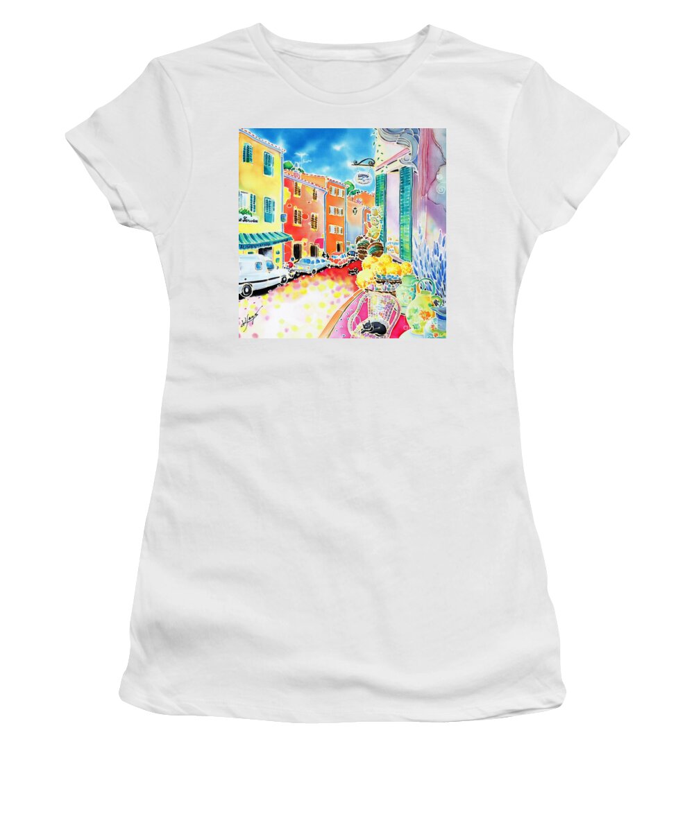 France Women's T-Shirt featuring the painting Ville lumineuse by Hisayo OHTA