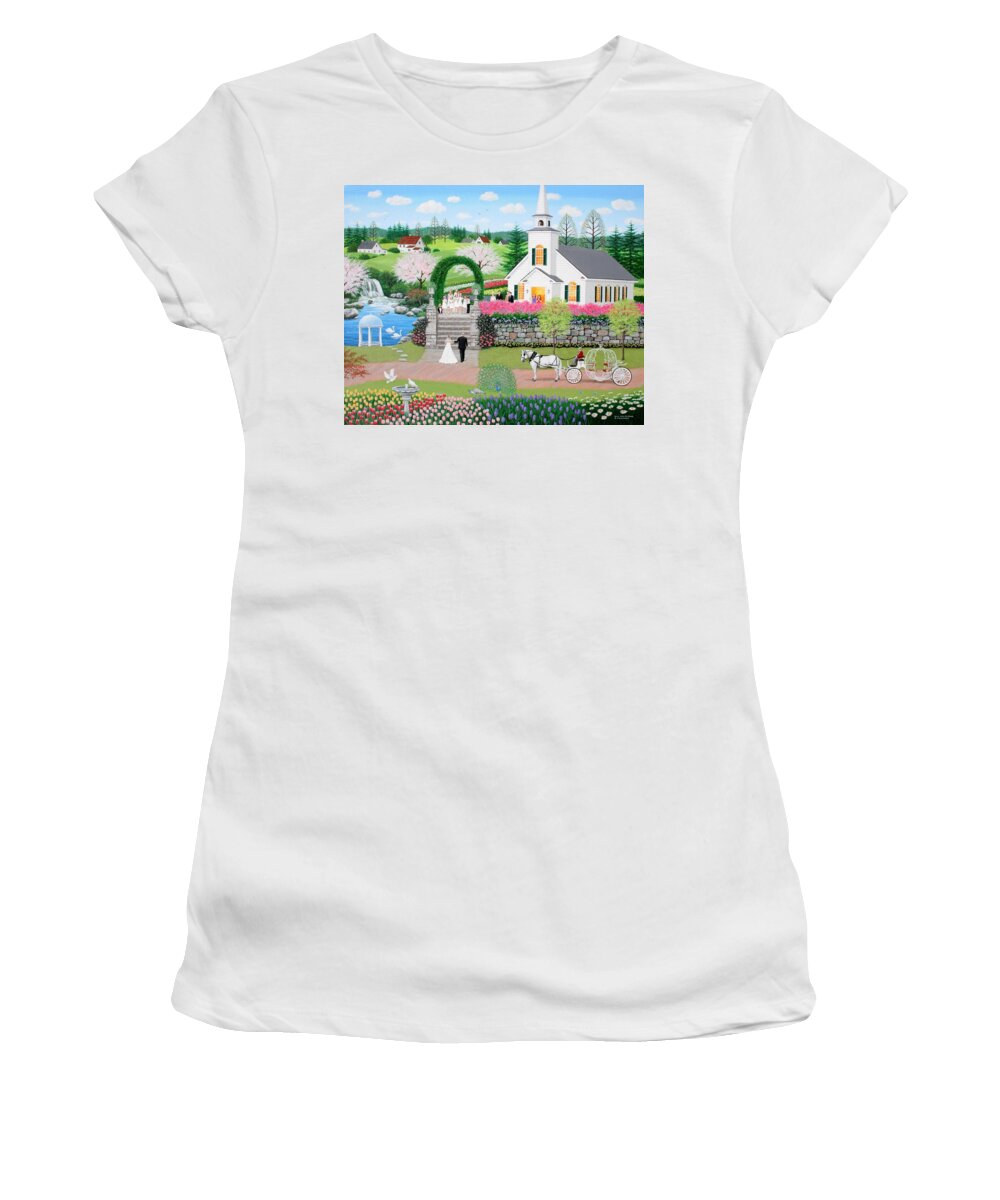 Folk Art Women's T-Shirt featuring the painting Walk With My Father by Wilfrido Limvalencia
