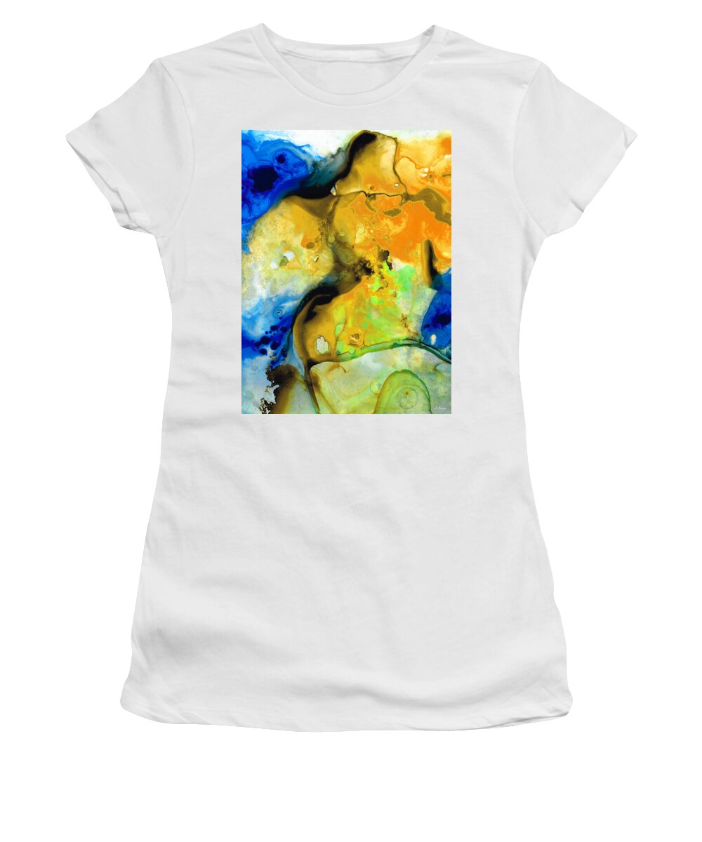 Abstract Women's T-Shirt featuring the painting Walking On Sunshine - Abstract Painting By Sharon Cummings by Sharon Cummings