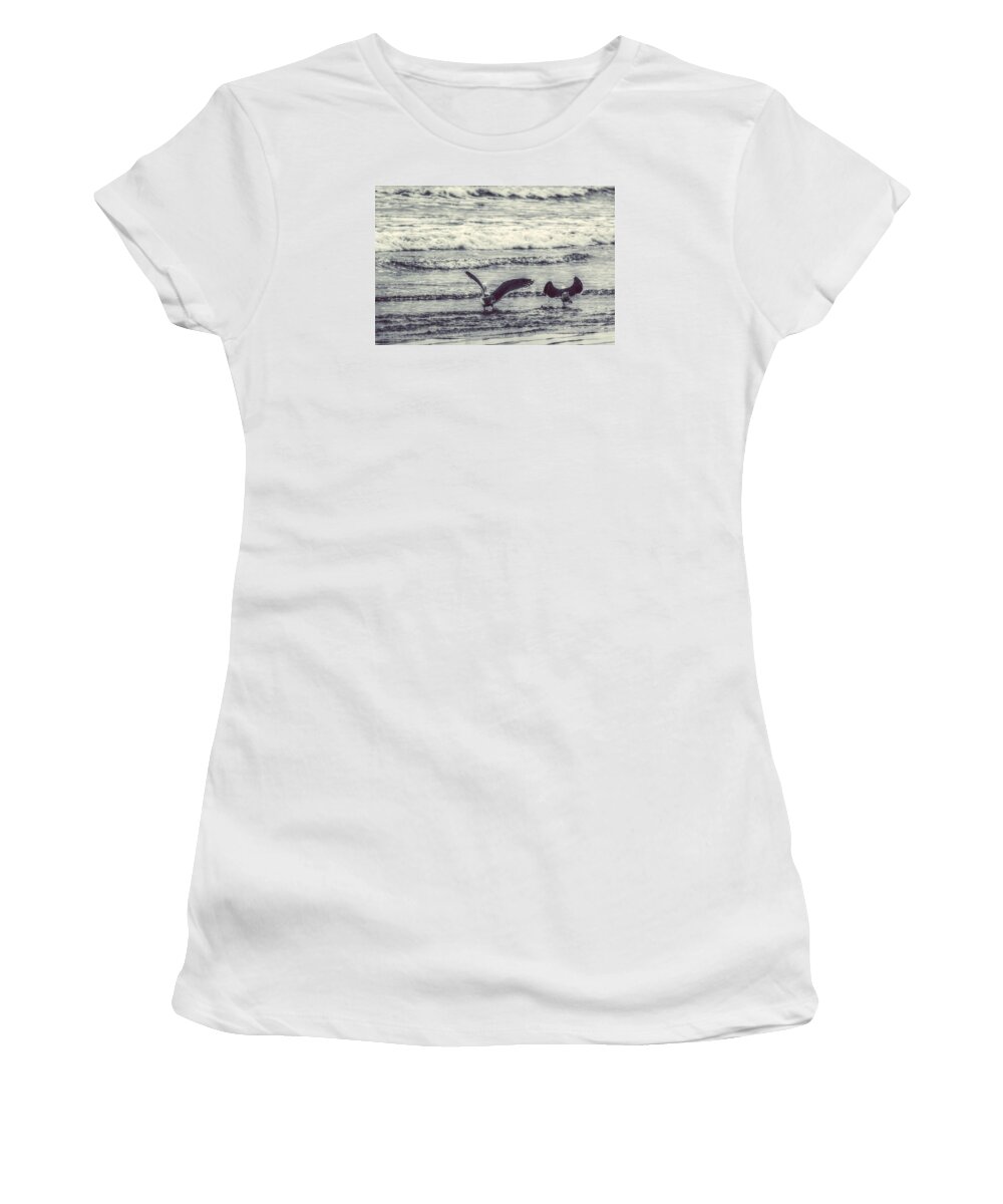 Seagull Women's T-Shirt featuring the photograph Water Play by Melanie Lankford Photography