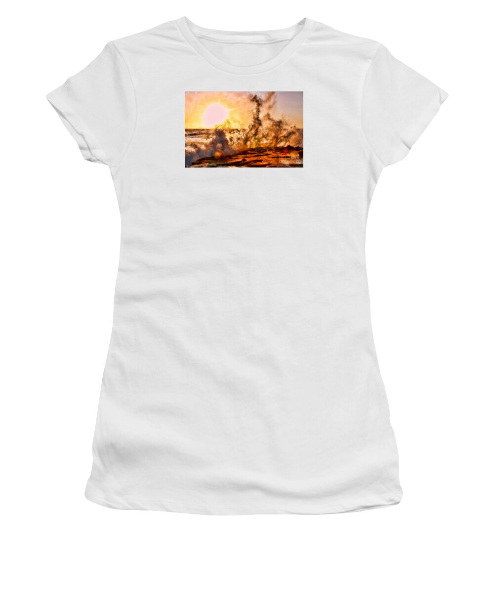 Wave Women's T-Shirt featuring the photograph Wave Crasher La Jolla By Diana Sainz by Diana Raquel Sainz