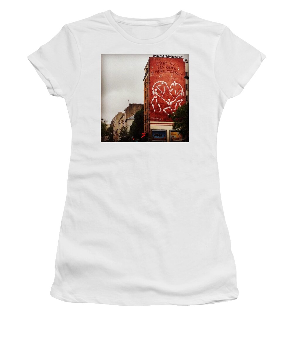 Paris Women's T-Shirt featuring the photograph we Are The Guys From Menilmontant by Allan Piper