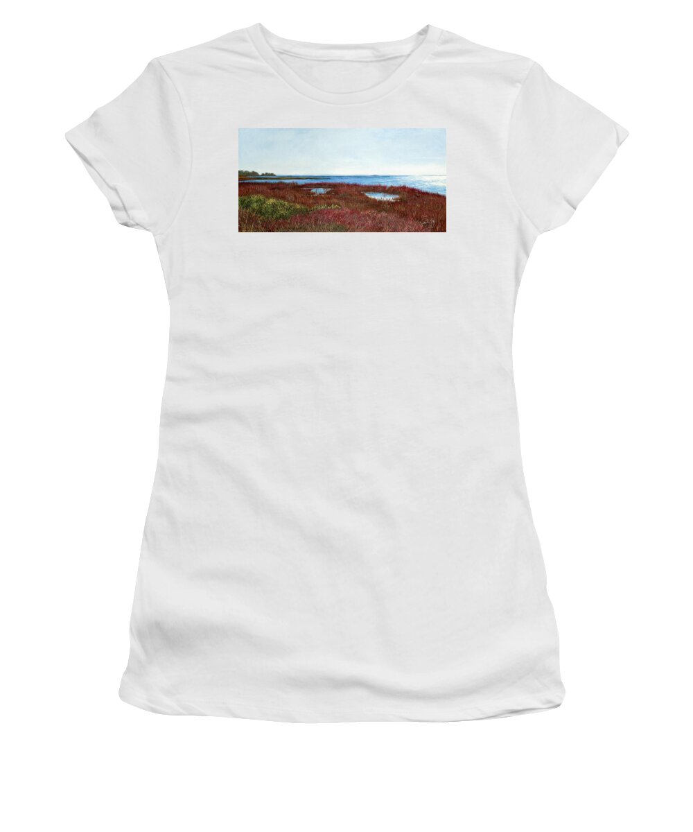 West Florida. Coast Panhandle Women's T-Shirt featuring the painting West Florida Panhandle Looking Towards the Gulf by Paul Gaj