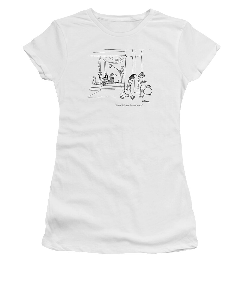 Ancient History Women's T-Shirt featuring the drawing Now She Wants An Asp by Frank Modell