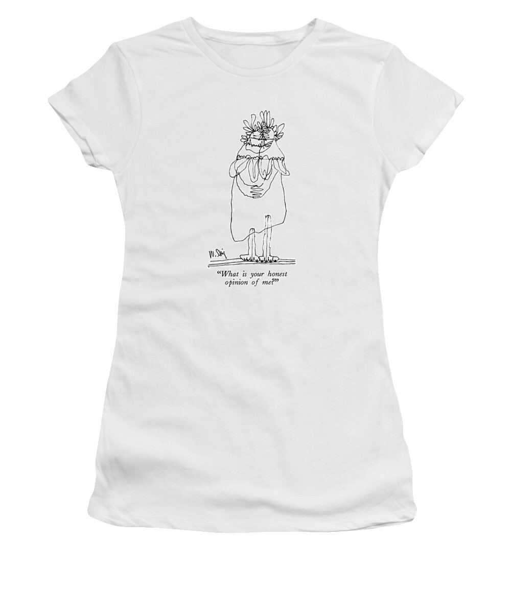 
 Drawing Of Grotesque Figure. 
Beauty Women's T-Shirt featuring the drawing What Is Your Honest Opinion Of Me? by William Steig