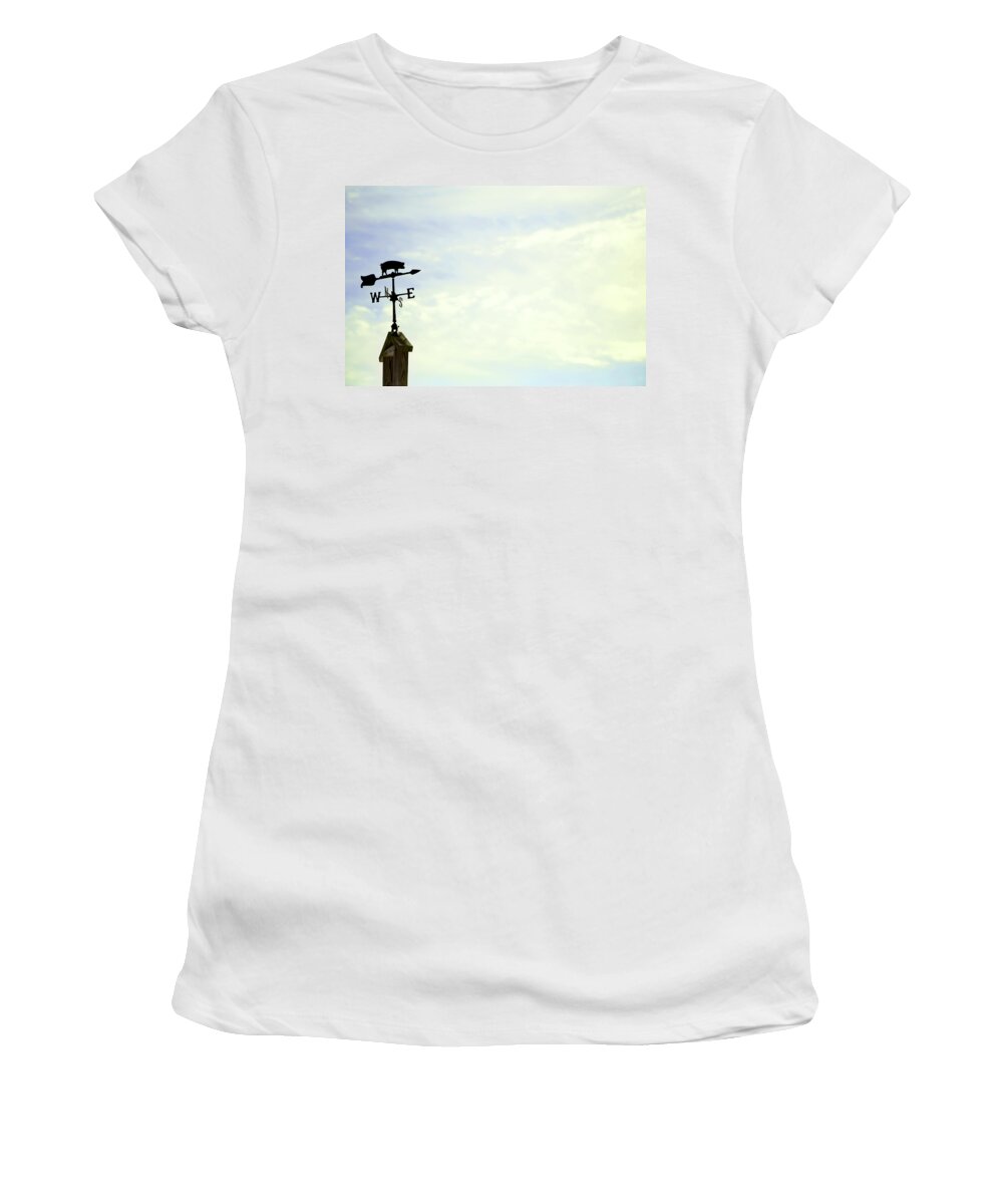 Weather Women's T-Shirt featuring the photograph When Pigs Fly by Courtney Webster