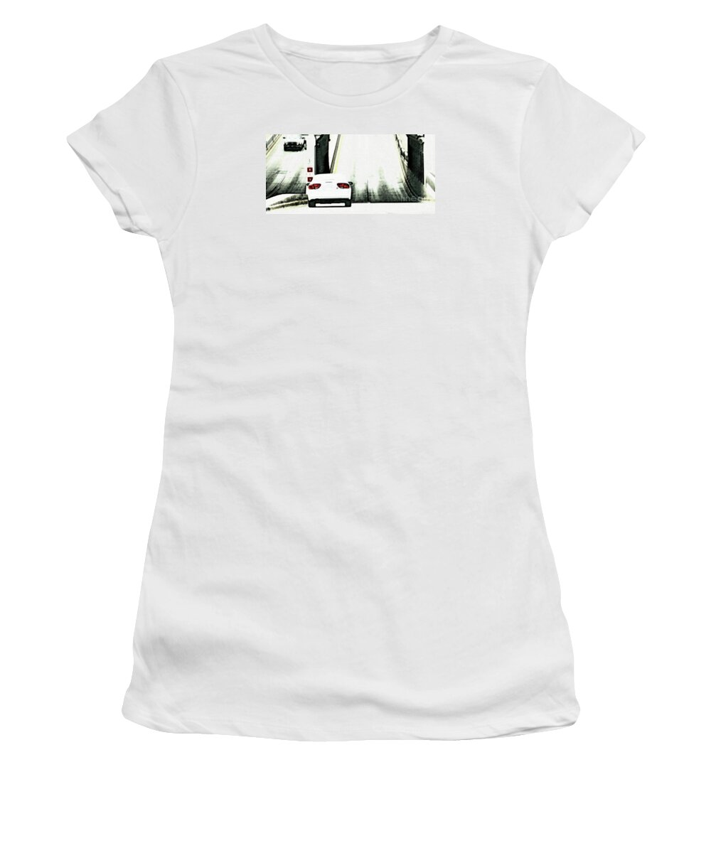 Transportation Women's T-Shirt featuring the photograph When Shades of Ruby Fade by Linda Shafer