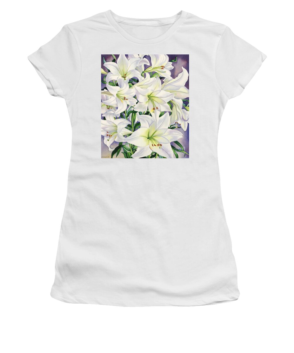 Lily Women's T-Shirt featuring the painting White Lilies by Christopher Ryland