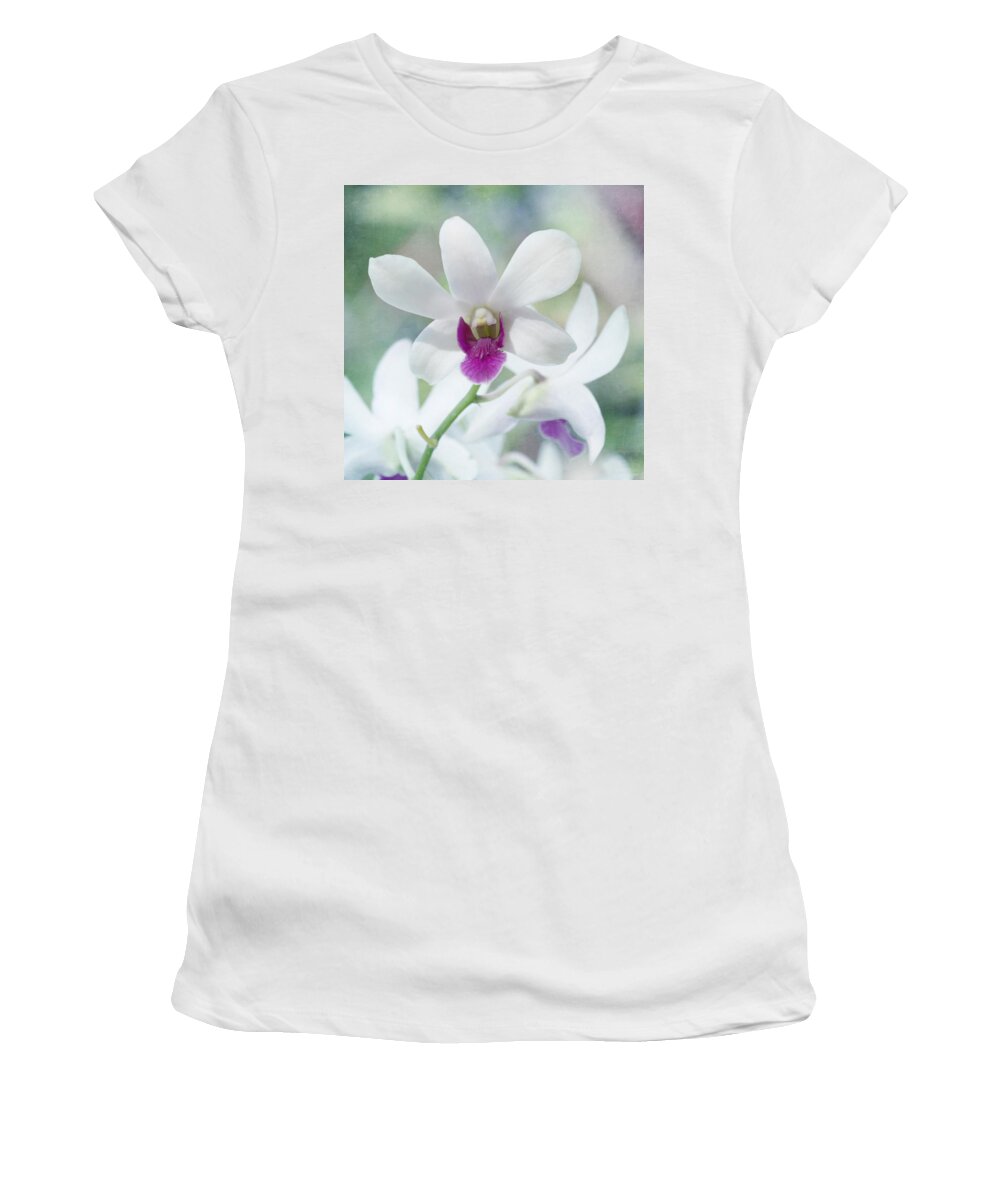 Orchid Women's T-Shirt featuring the photograph White Orchid by Kim Hojnacki