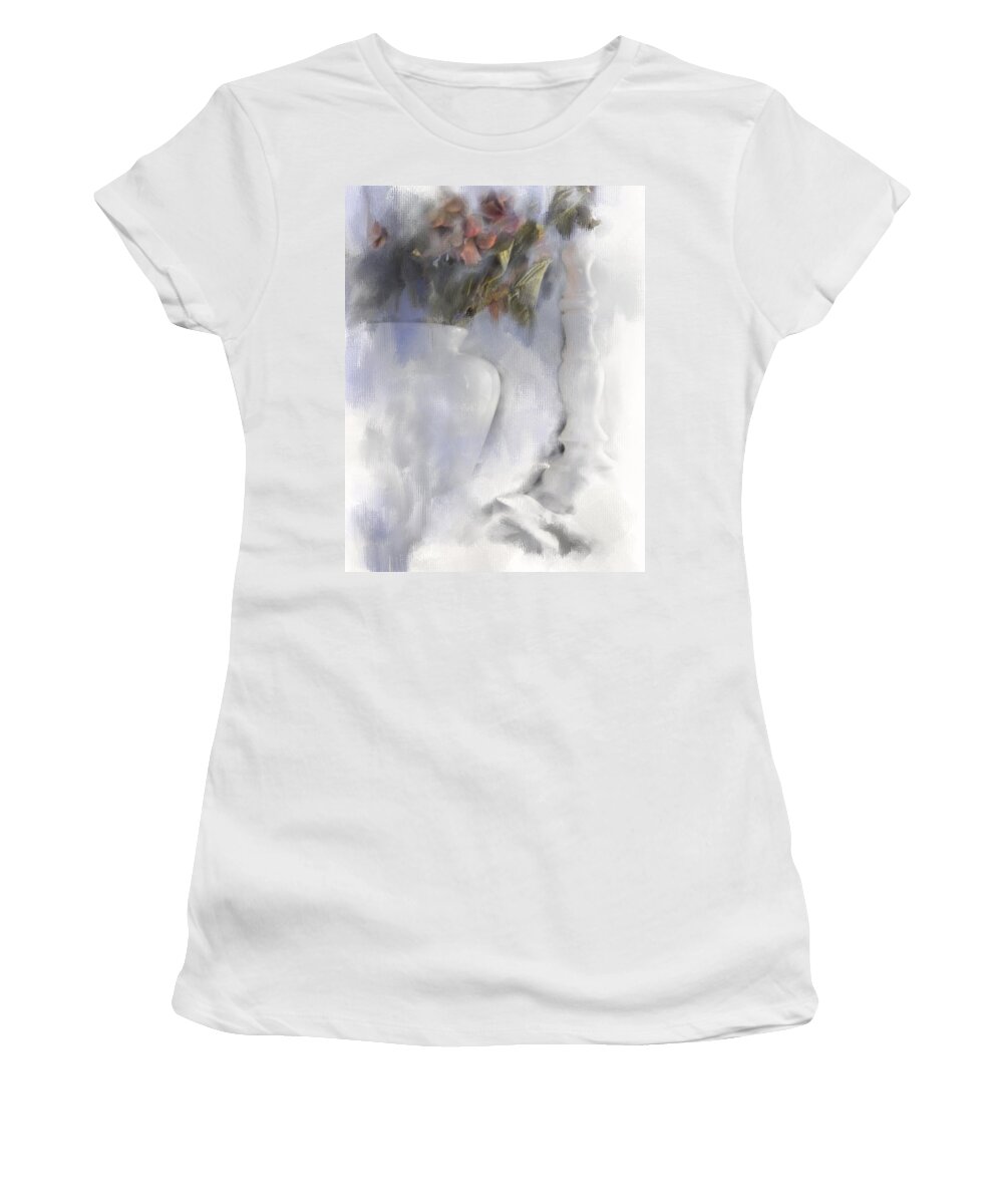 Evie Women's T-Shirt featuring the photograph White Still Life Vase and Candlestick by Evie Carrier