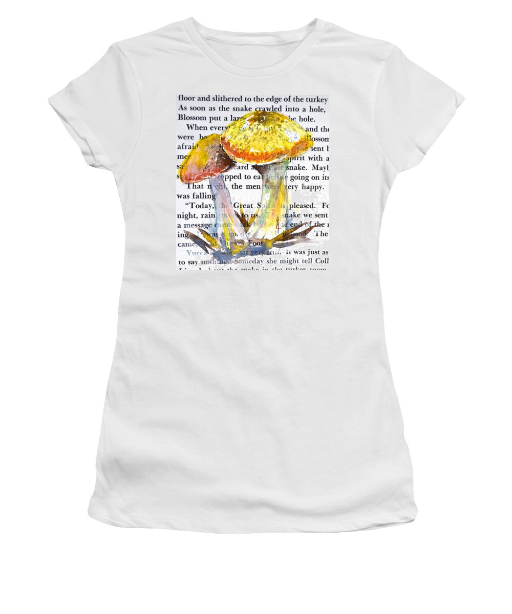 Wild Mushrooms Women's T-Shirt featuring the painting Wild Mushrooms by Beverley Harper Tinsley