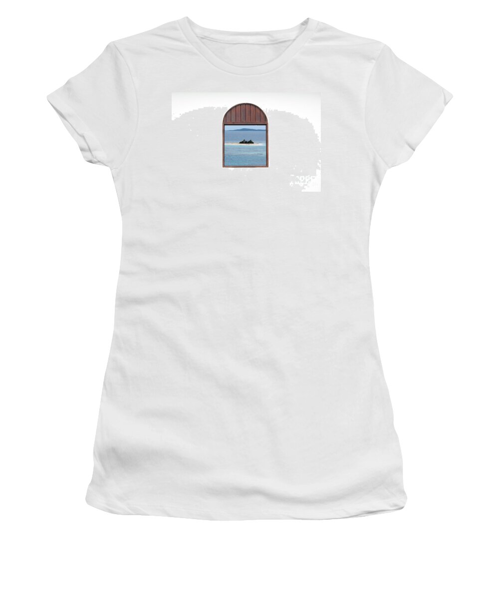 Puerto Rico Women's T-Shirt featuring the photograph Window View of Desert Island Puerto Rico Prints by Shawn O'Brien