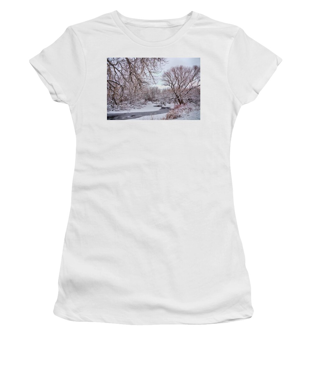 Winter Women's T-Shirt featuring the photograph Winter Creek by James BO Insogna