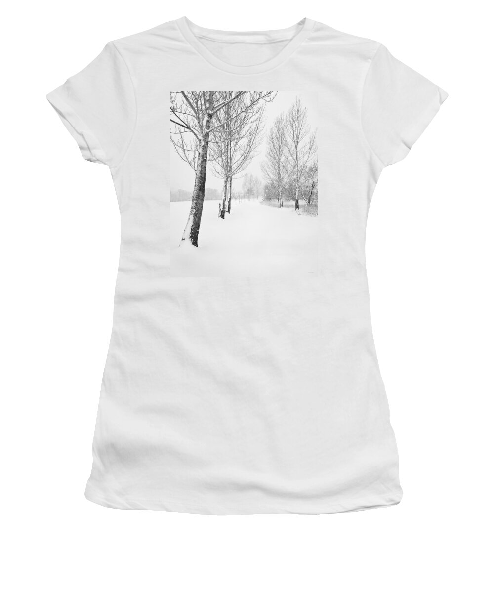 Landscape Women's T-Shirt featuring the photograph Winter Path by Theresa Tahara