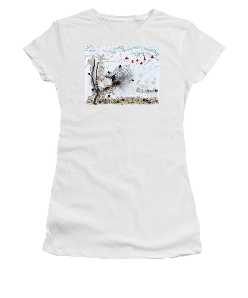 Winter Women's T-Shirt featuring the painting Winter Wonderland by Donna Blackhall