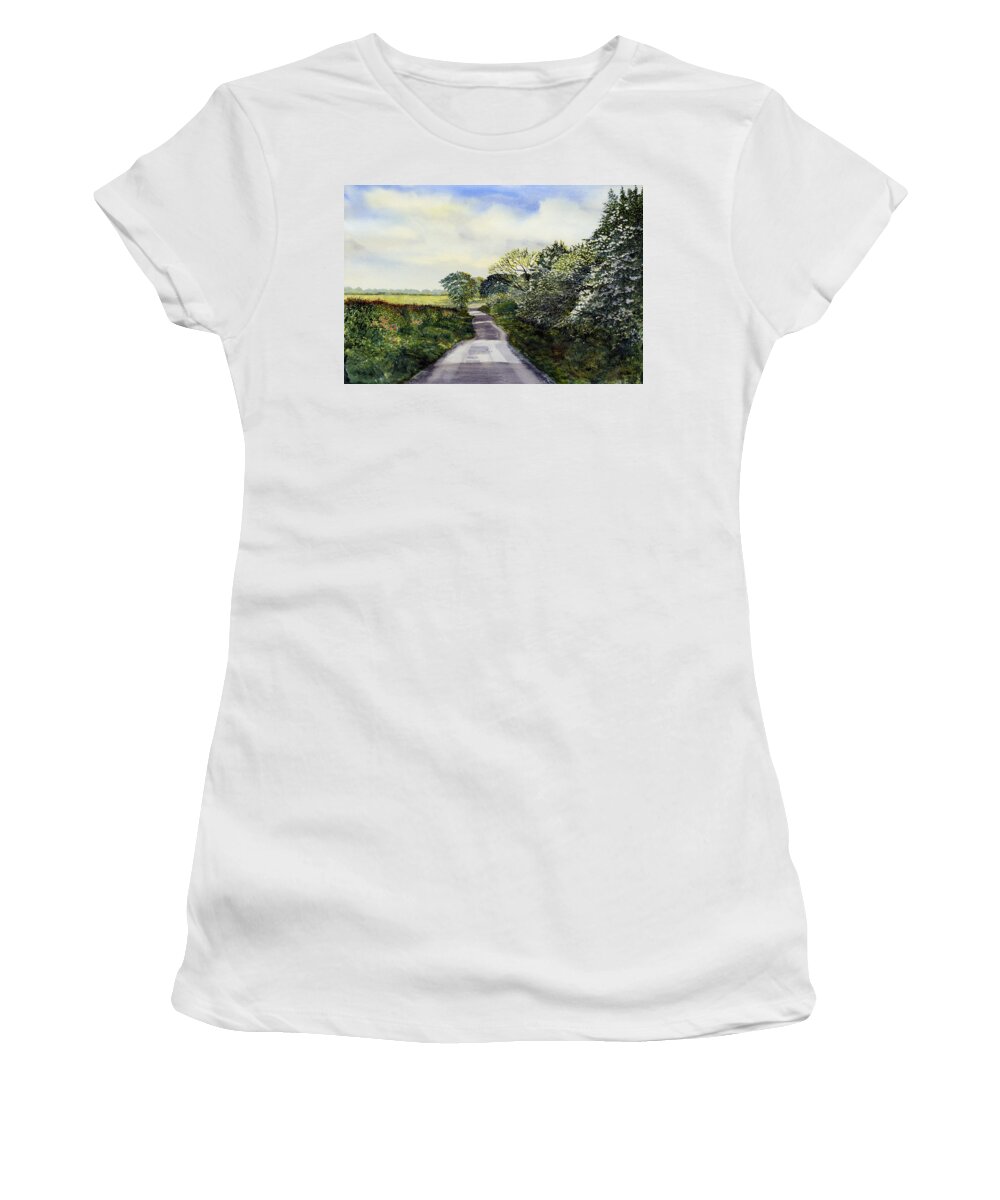 Watercolour Women's T-Shirt featuring the painting Woldgate - Late Spring by Glenn Marshall
