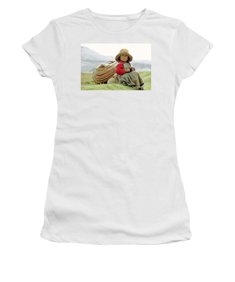 Girl Women's T-Shirt featuring the photograph Young Girl in Peru by Victor Englebert