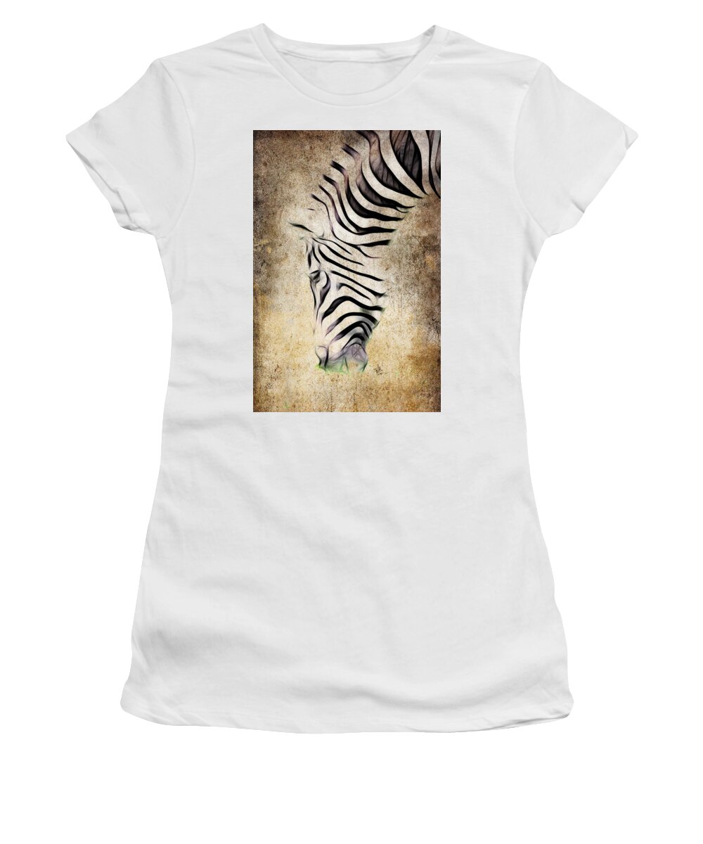 Zebra Women's T-Shirt featuring the photograph Zebra Fade by Steve McKinzie