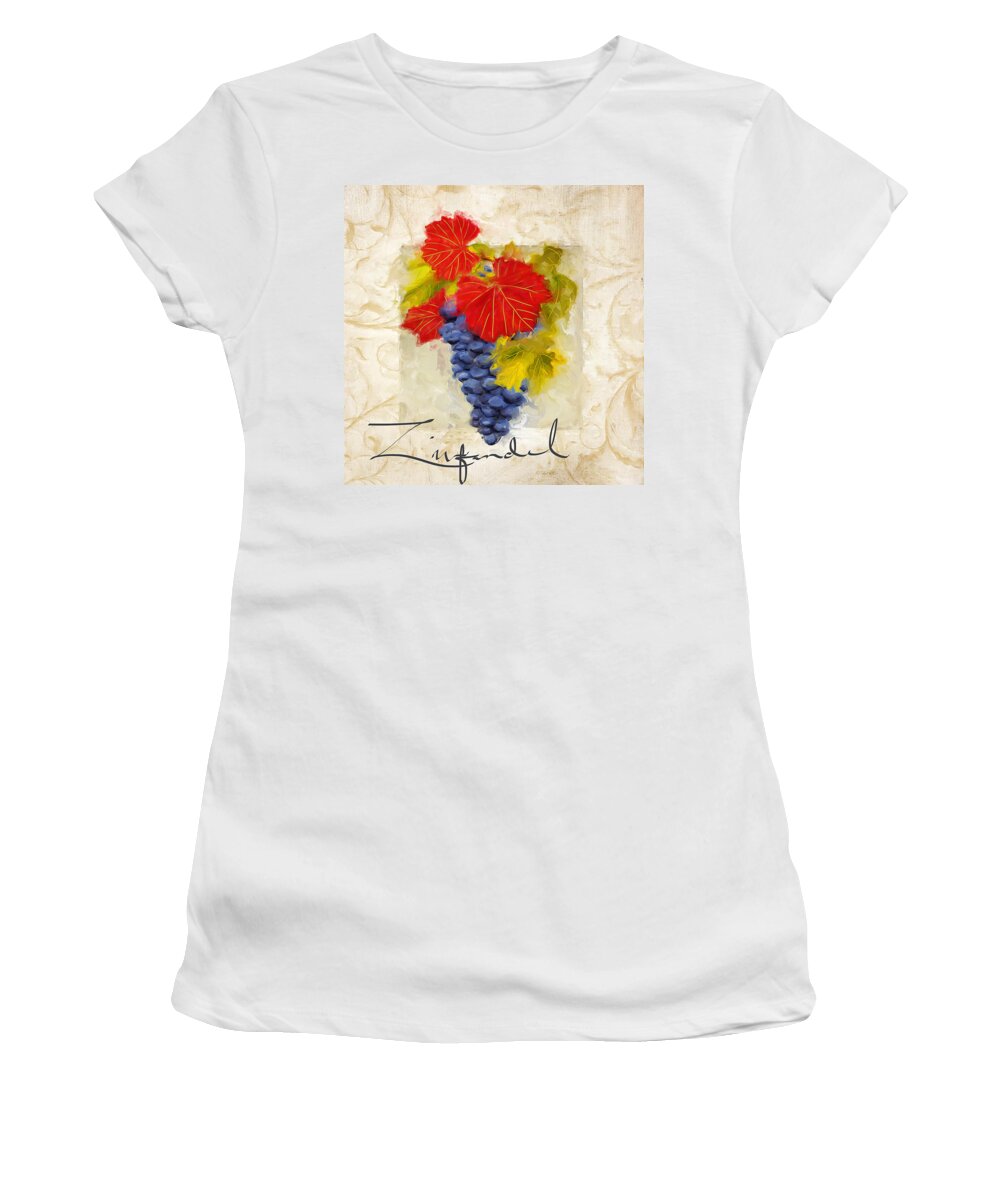 Wine Women's T-Shirt featuring the painting Zinfandel by Lourry Legarde