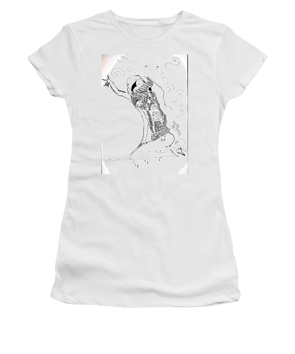 Jesus Women's T-Shirt featuring the drawing Dinka dance - South Sudan #1 by Gloria Ssali
