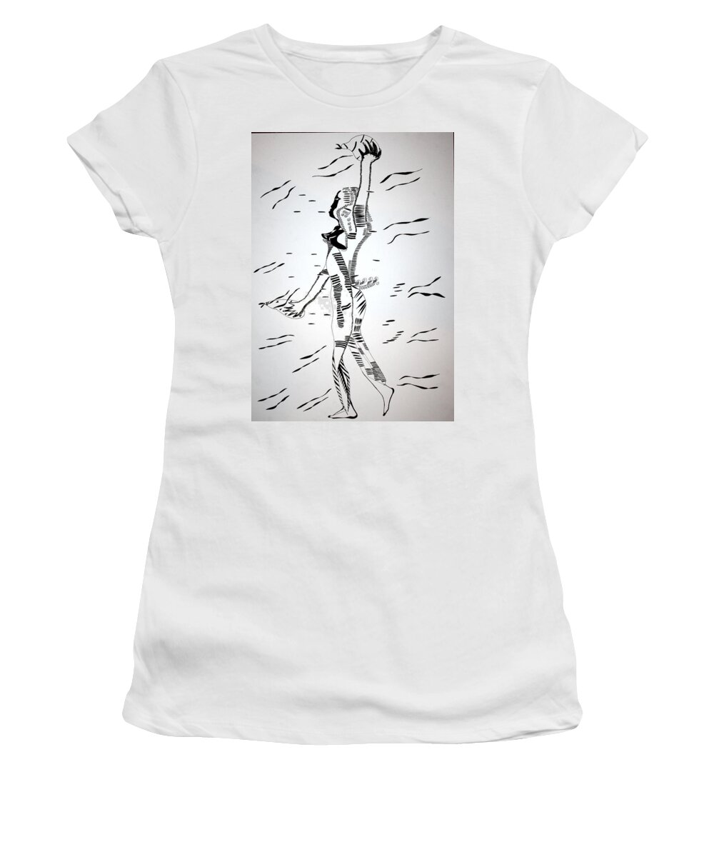Jesus Women's T-Shirt featuring the drawing Gumbe dance - Guinea-Bissau #1 by Gloria Ssali