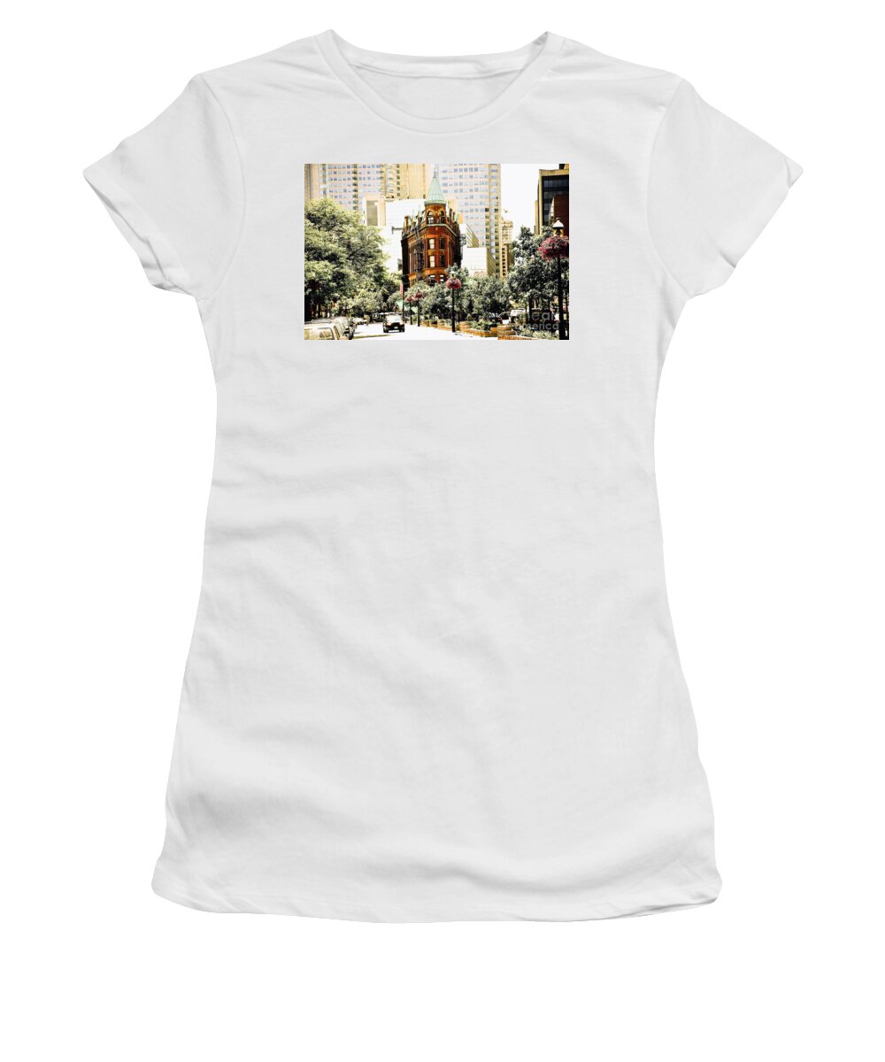 City Women's T-Shirt featuring the mixed media The City.  Toronto Canada by Elaine Manley