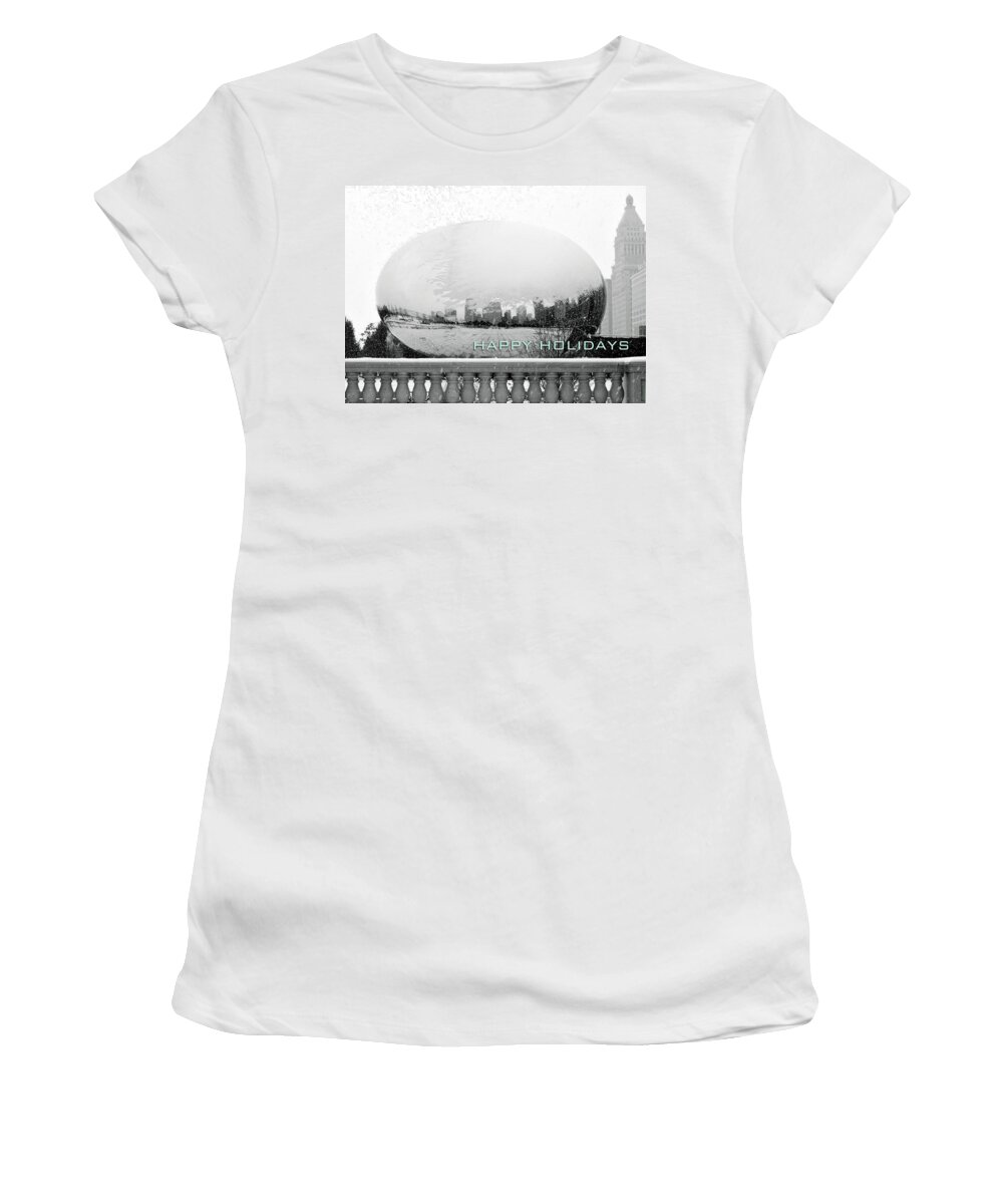 Chicago Women's T-Shirt featuring the photograph Happy Holidays from Chicago #2 by Laura Kinker