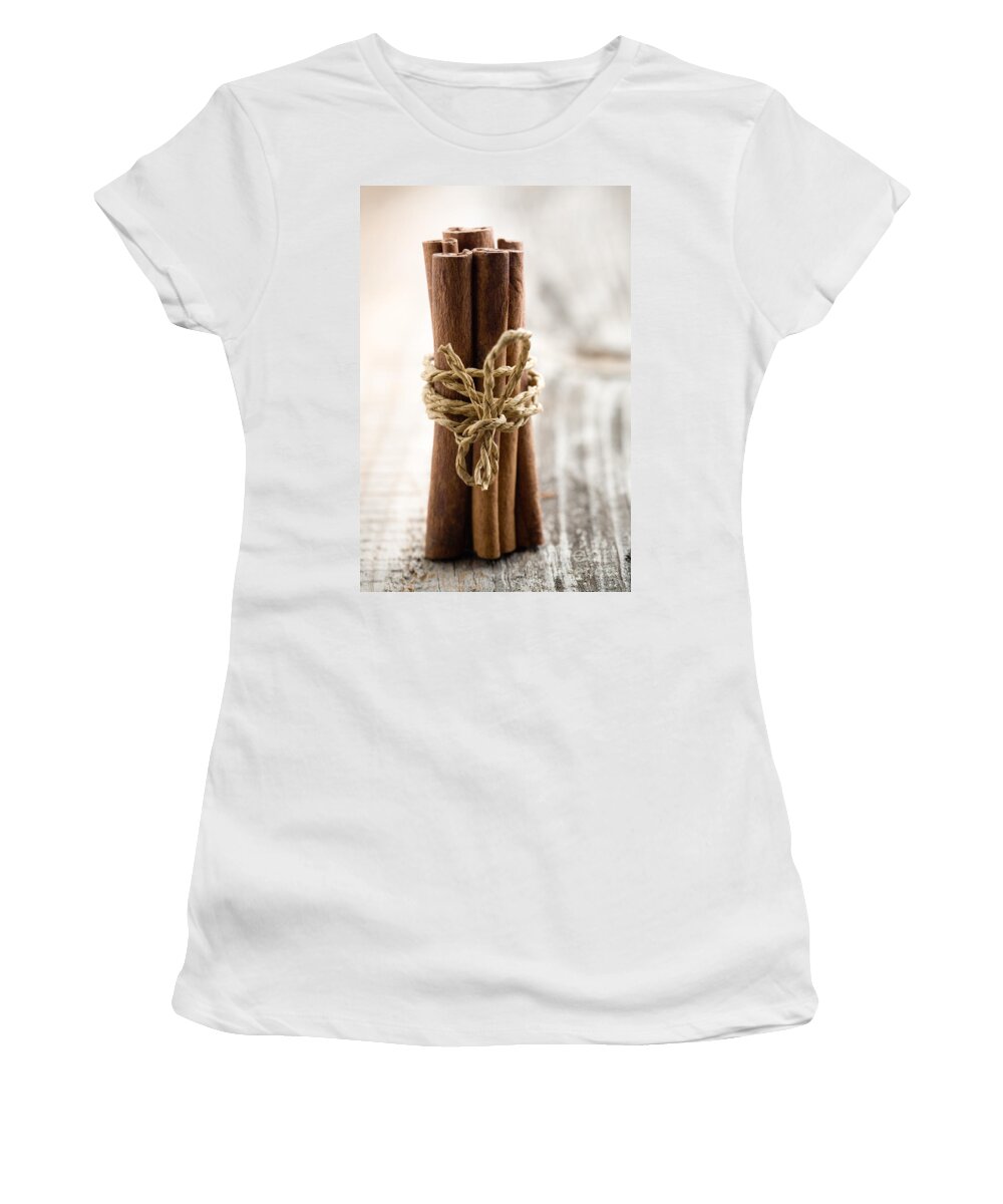 Aromatic Women's T-Shirt featuring the photograph Cinnamon sticks #4 by Kati Finell