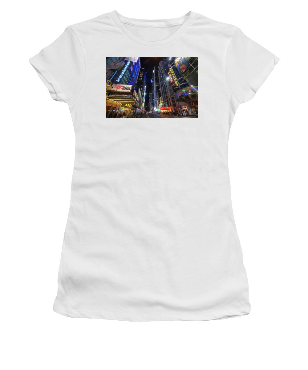 Art Women's T-Shirt featuring the photograph 42nd Street - NYC by Yhun Suarez