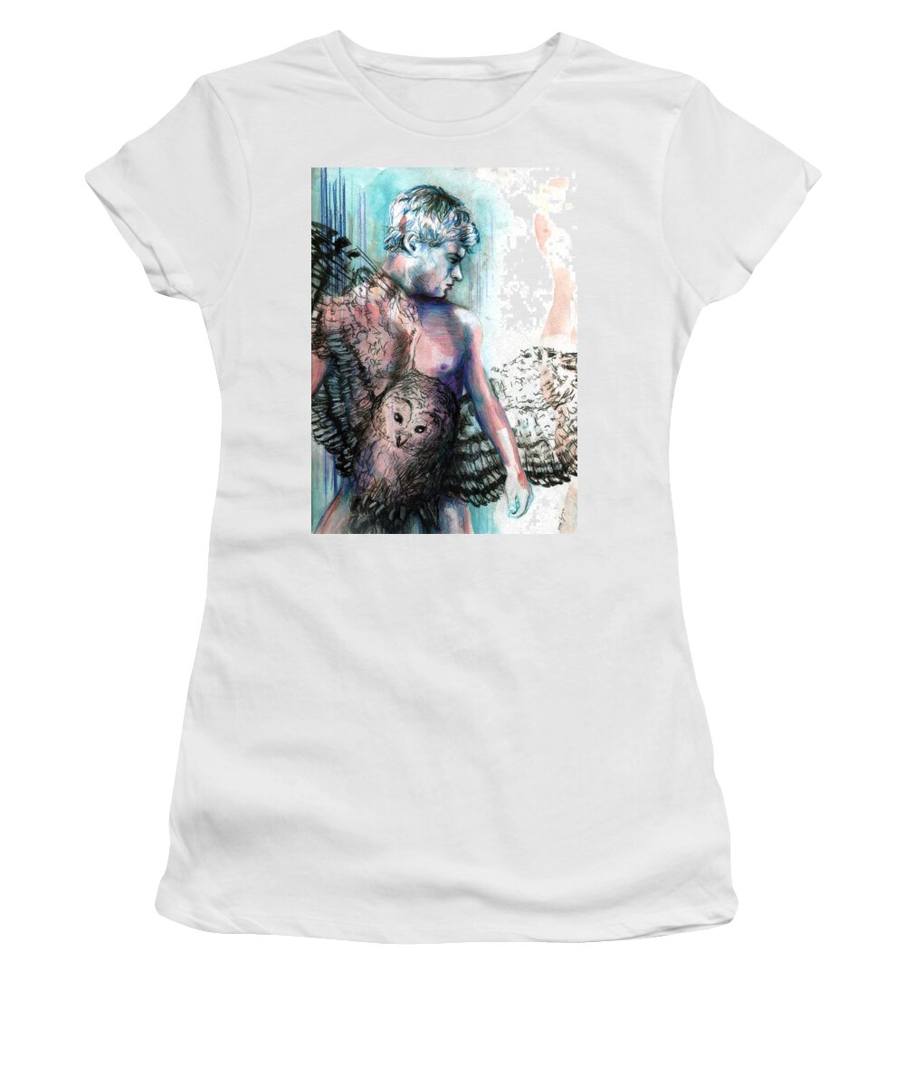 Boy Women's T-Shirt featuring the painting A Boy Named Wind by Rene Capone