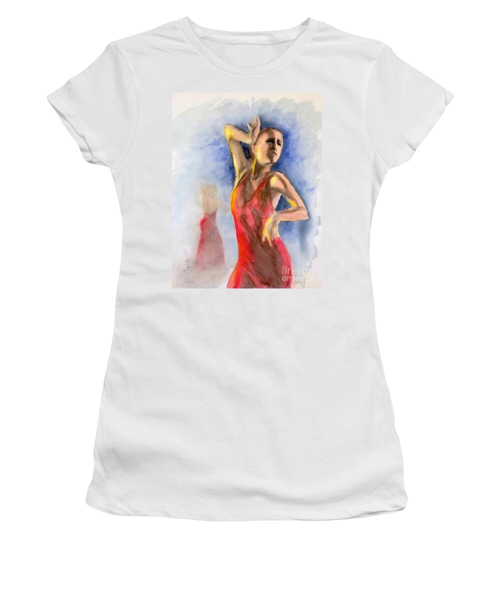 Flamenco Women's T-Shirt featuring the painting A Flamenco Dancer 2 by Yoshiko Mishina