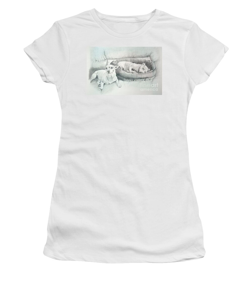 Chihuahua Dogs Women's T-Shirt featuring the drawing Adrian's Kids by Joette Snyder