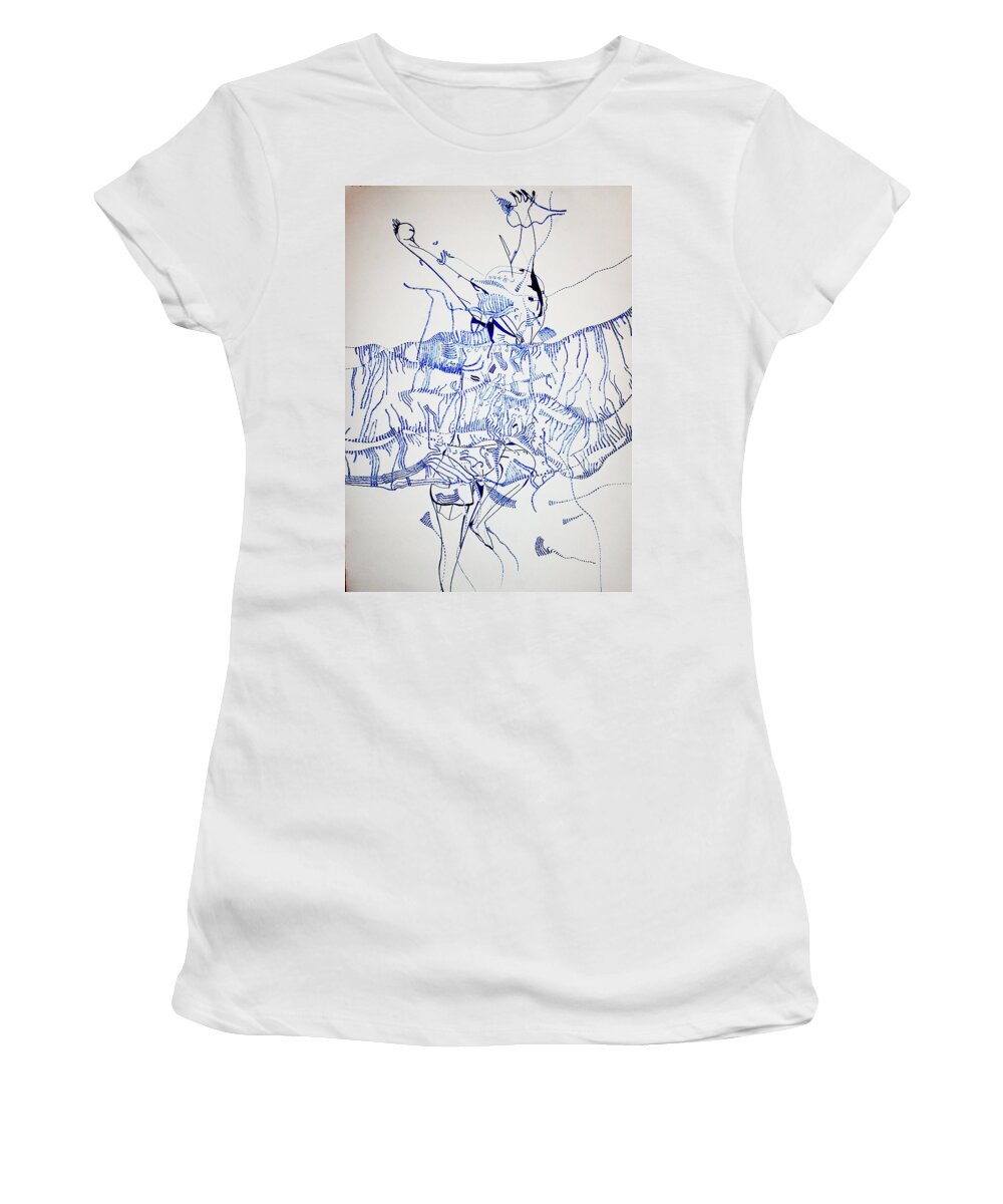 Jesus Women's T-Shirt featuring the painting Beach Volleyball by Gloria Ssali