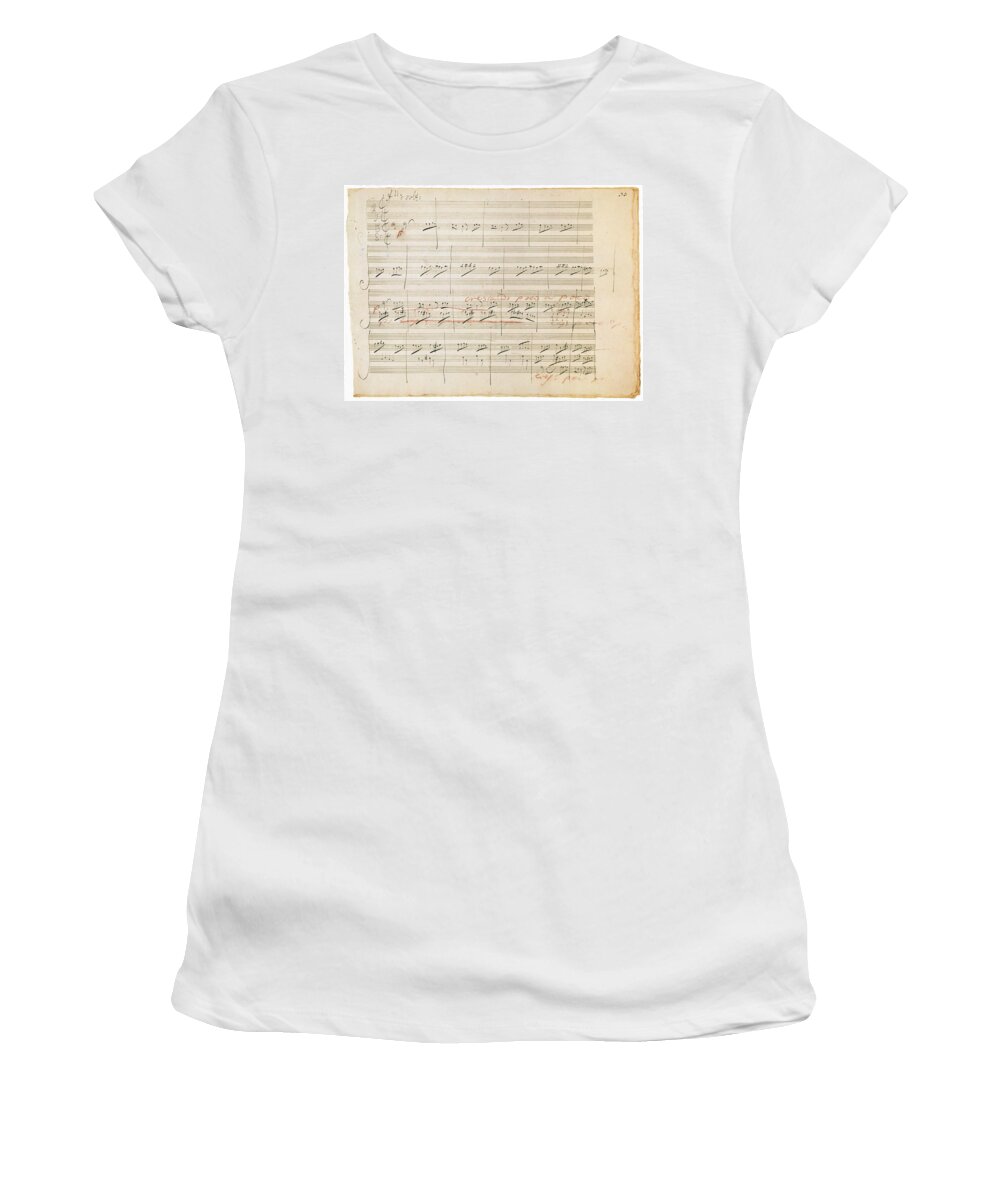 1806 Women's T-Shirt featuring the photograph Beethoven Manuscript, 1806 by Granger